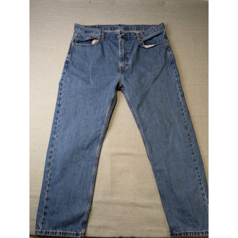 Levis 505 Regular Fit Mens Jeans W40 L30 Medium Wash Blue Straight Leg Denim